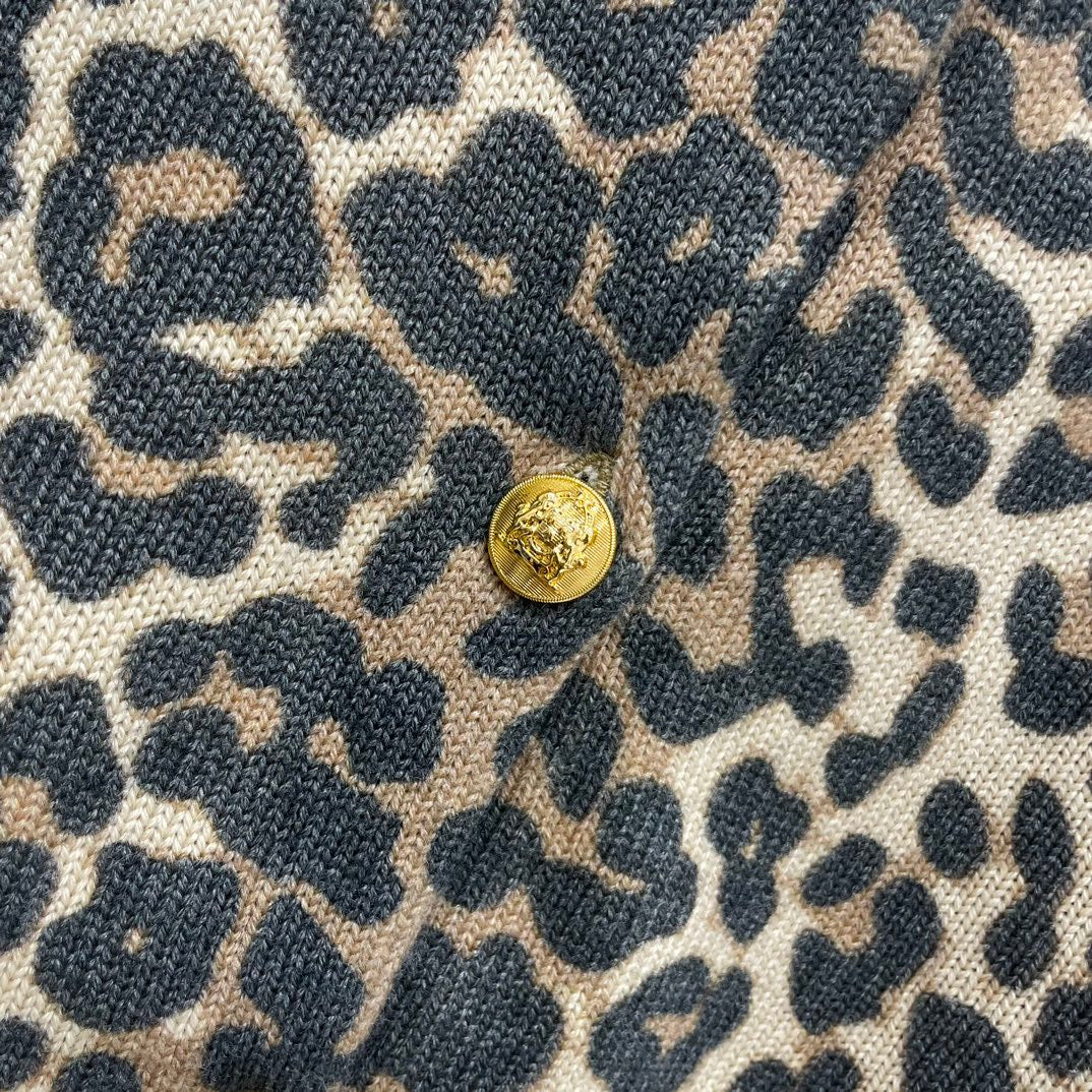 Leopard print wool cardigan