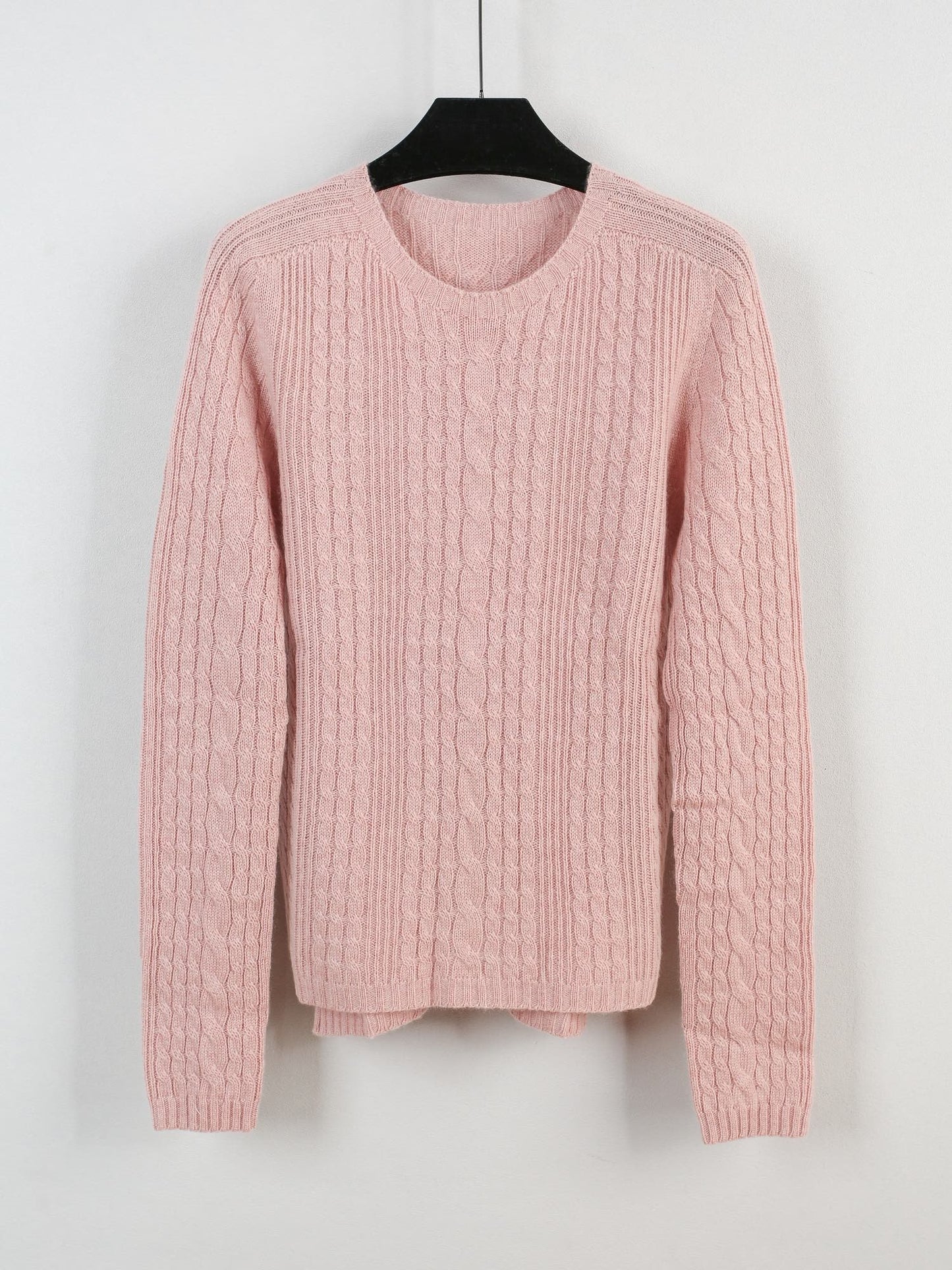 Cashmere crew neck cable knit sweater