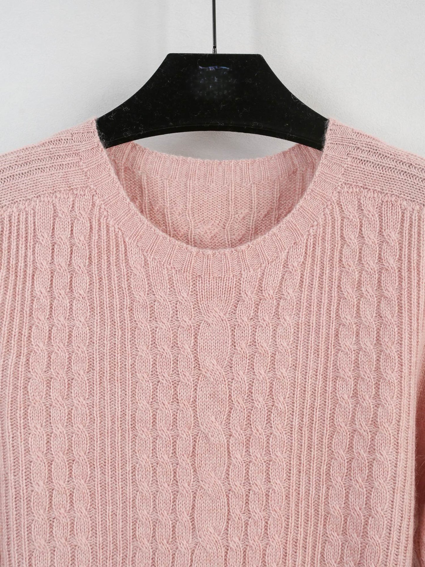 Cashmere crew neck cable knit sweater
