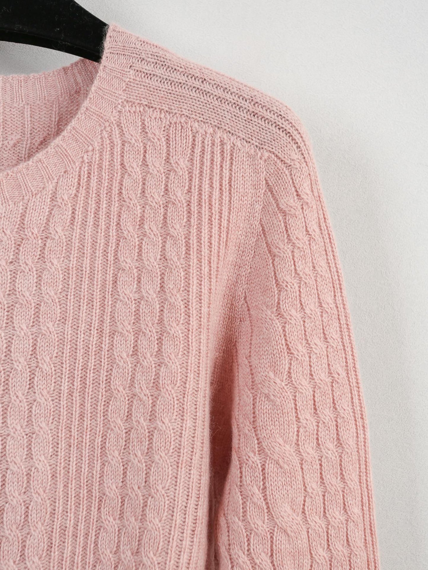 Cashmere crew neck cable knit sweater