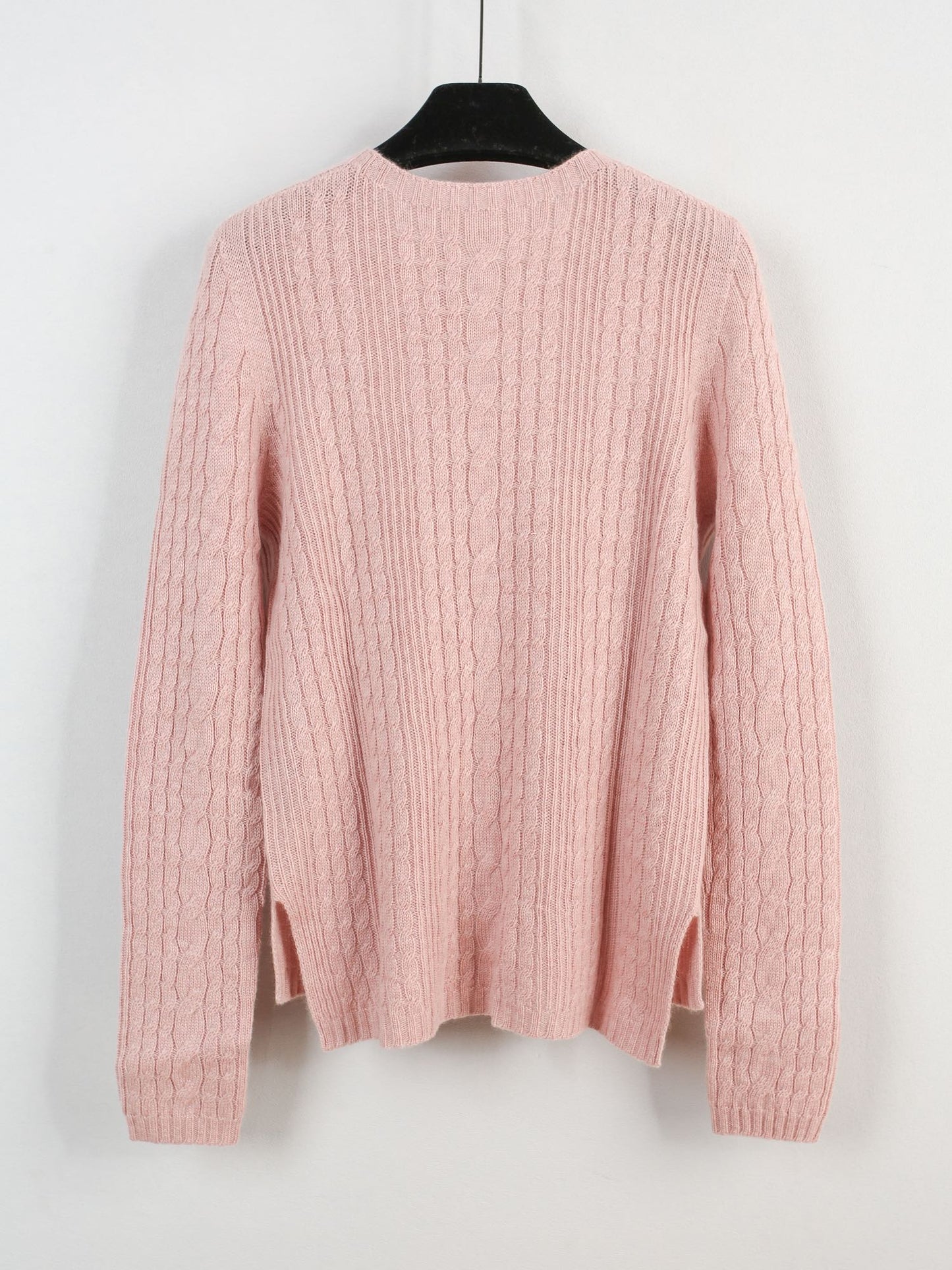 Cashmere crew neck cable knit sweater
