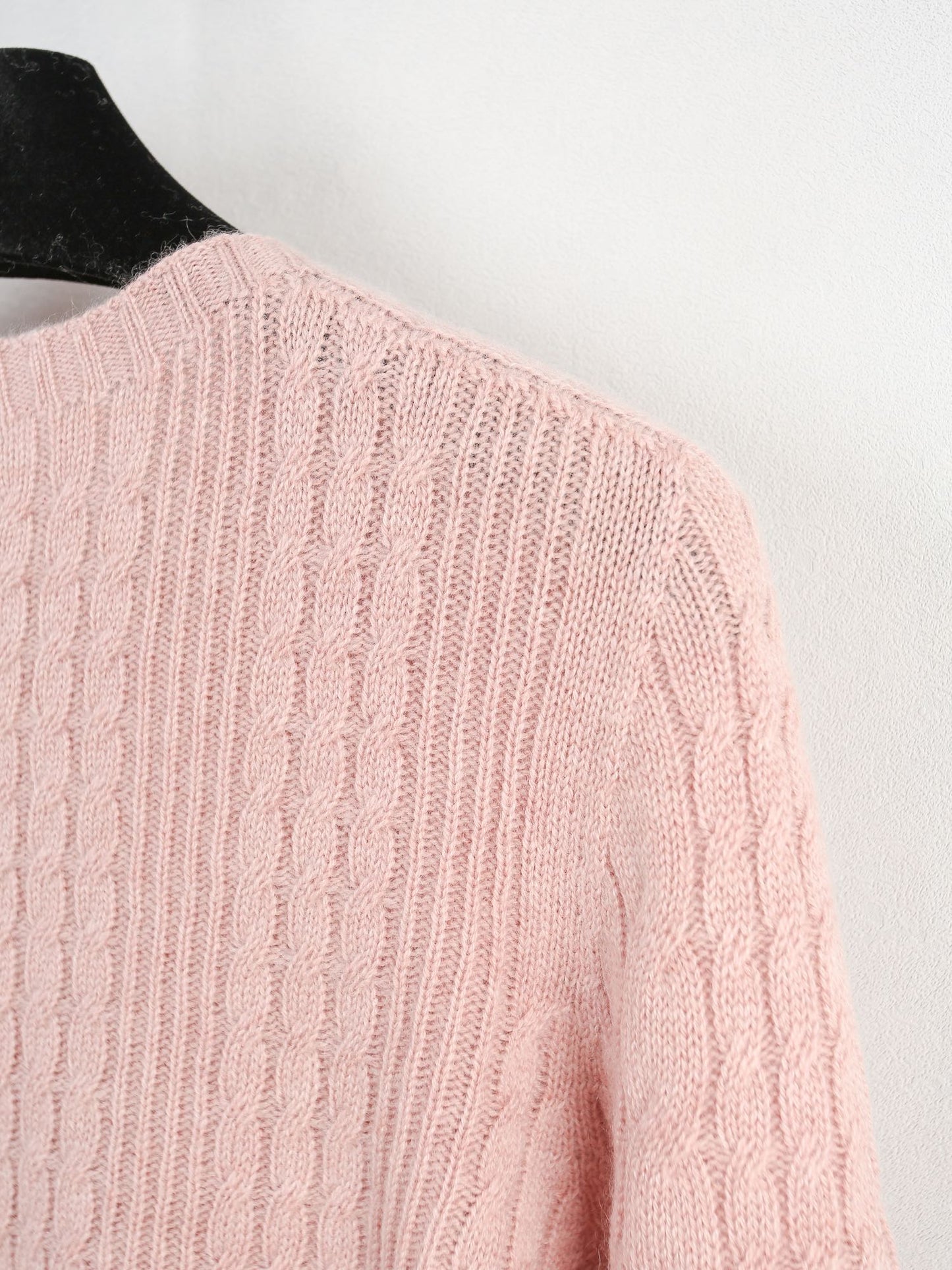 Cashmere crew neck cable knit sweater