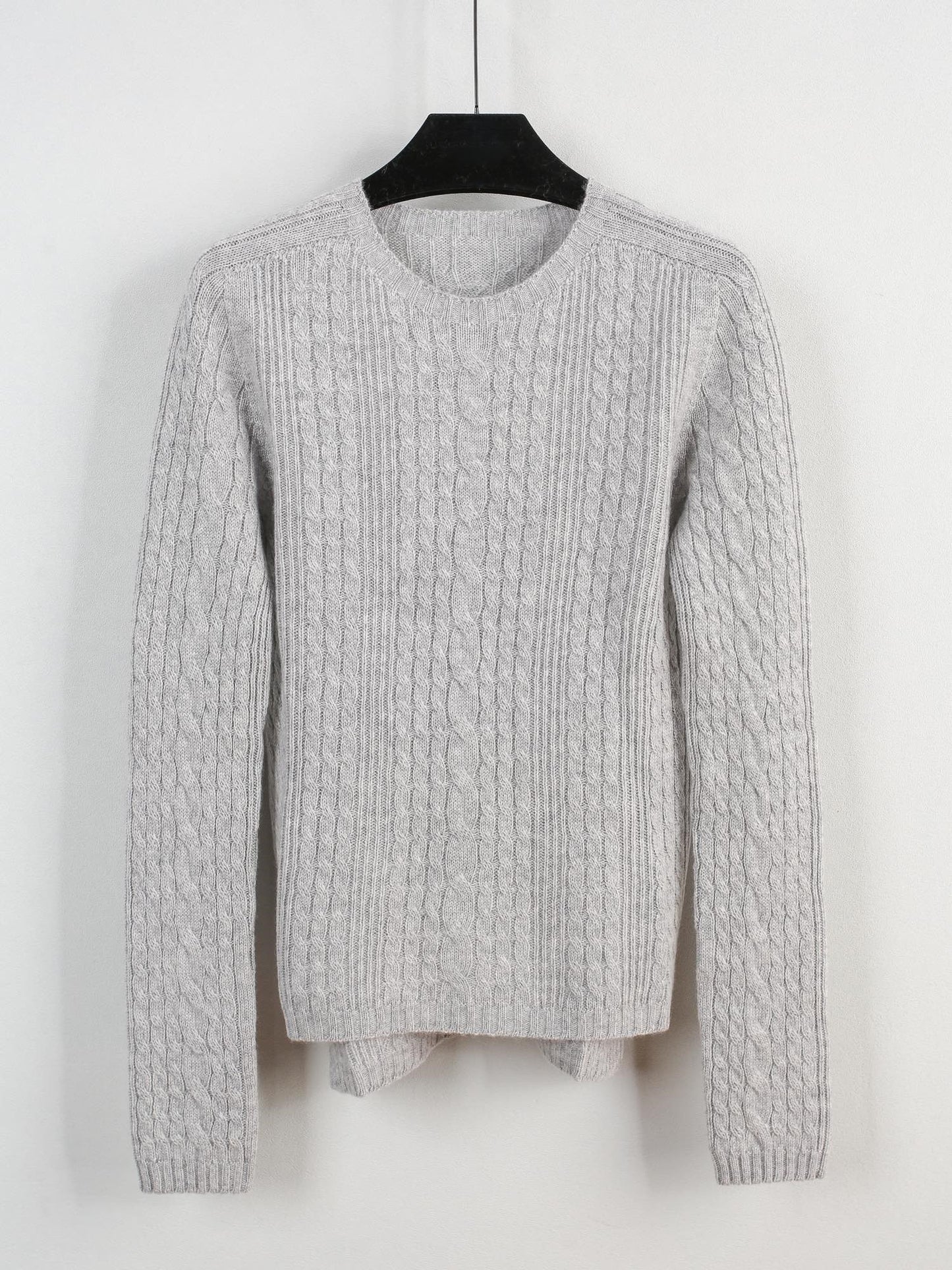 Cashmere crew neck cable knit sweater