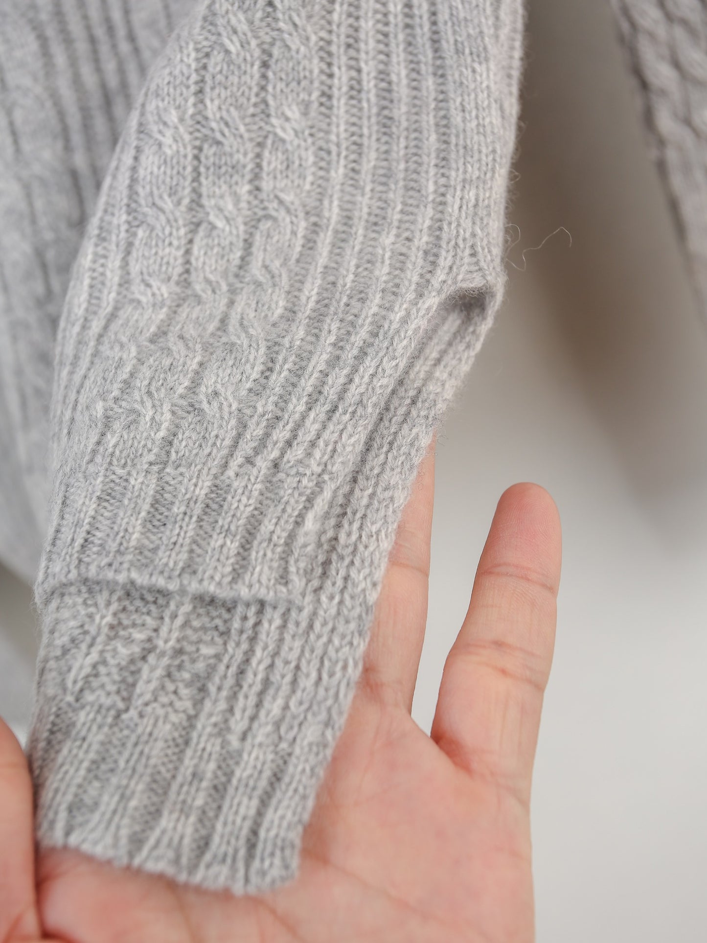 Cashmere crew neck cable knit sweater