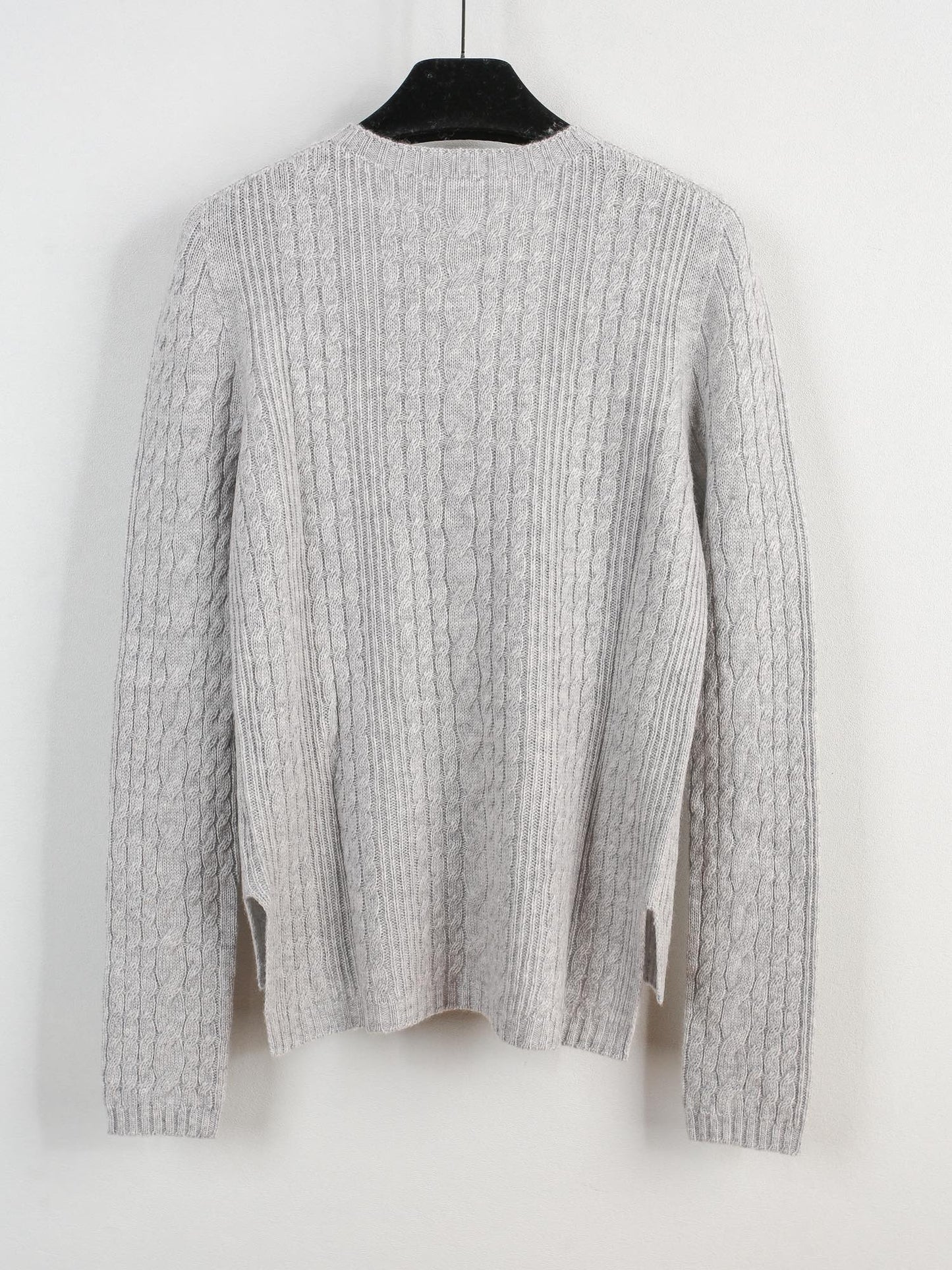Cashmere crew neck cable knit sweater