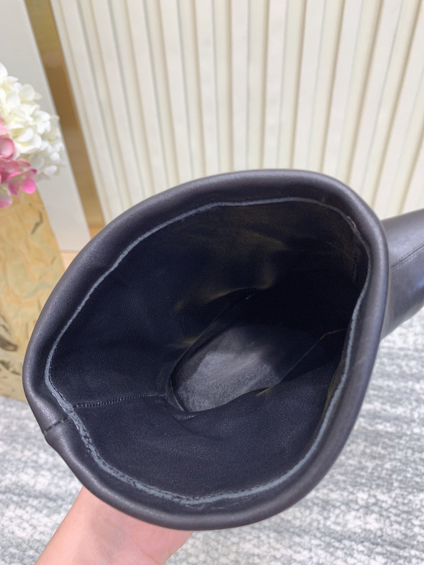 Leather high heel boots