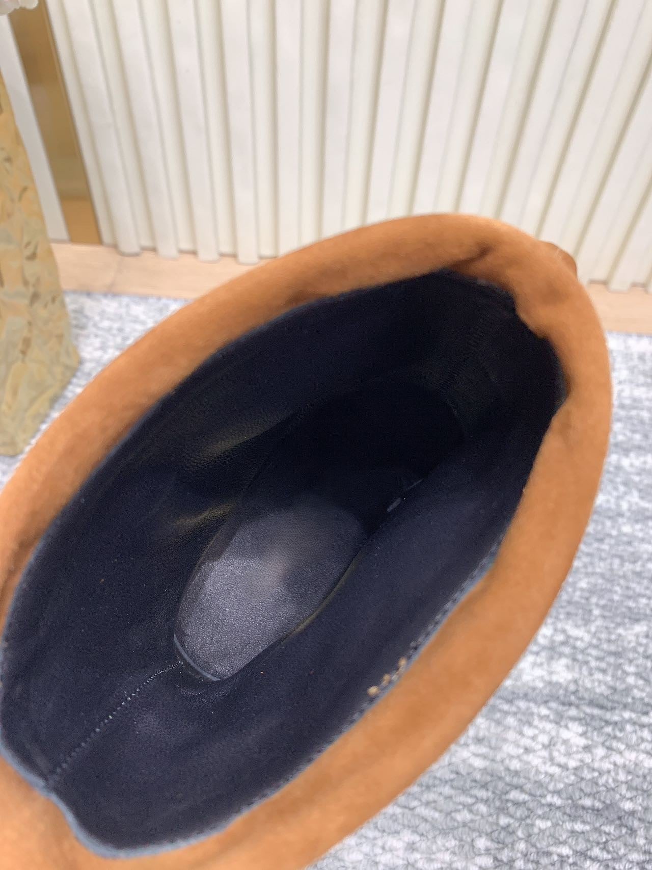 Square toe lapel leather ankle boots