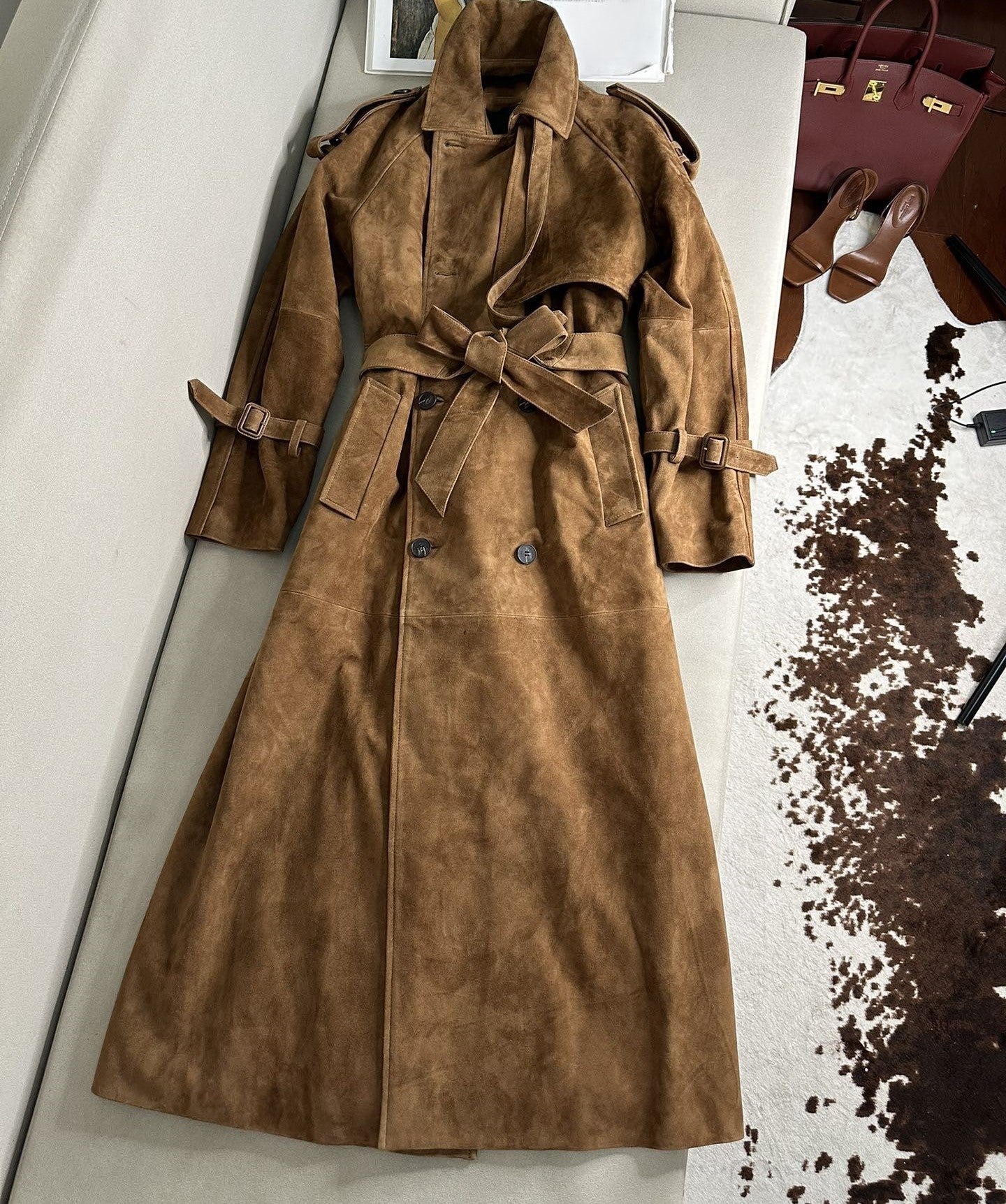 Goat suede coat