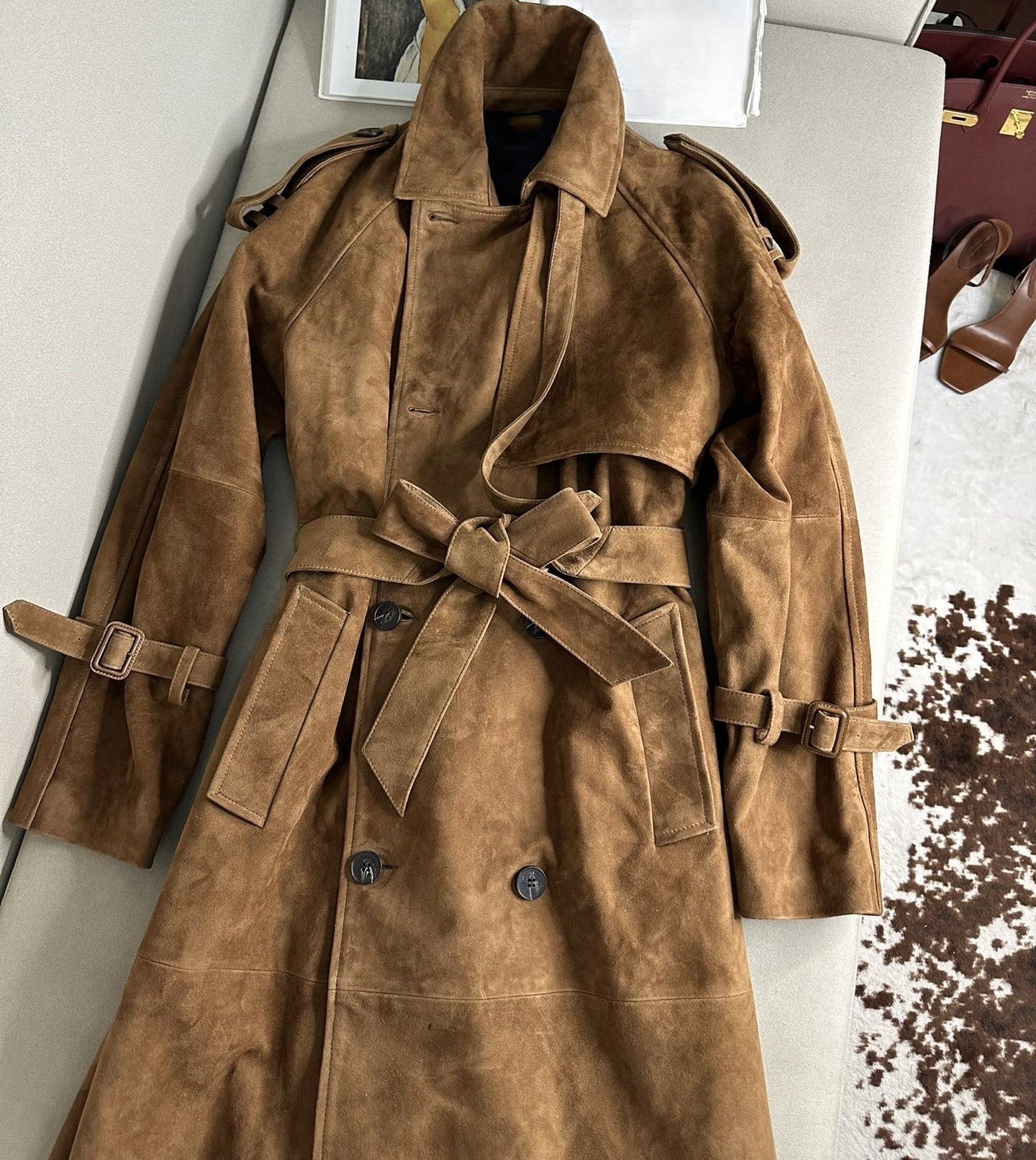 Goat suede coat