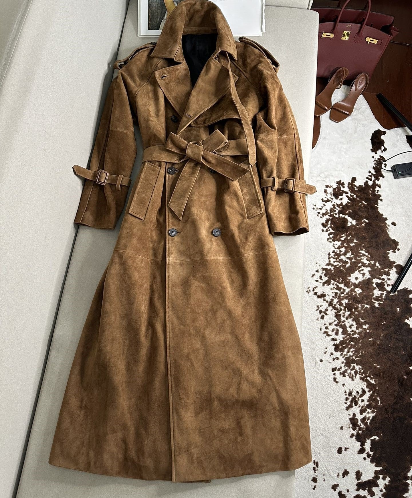Goat suede coat