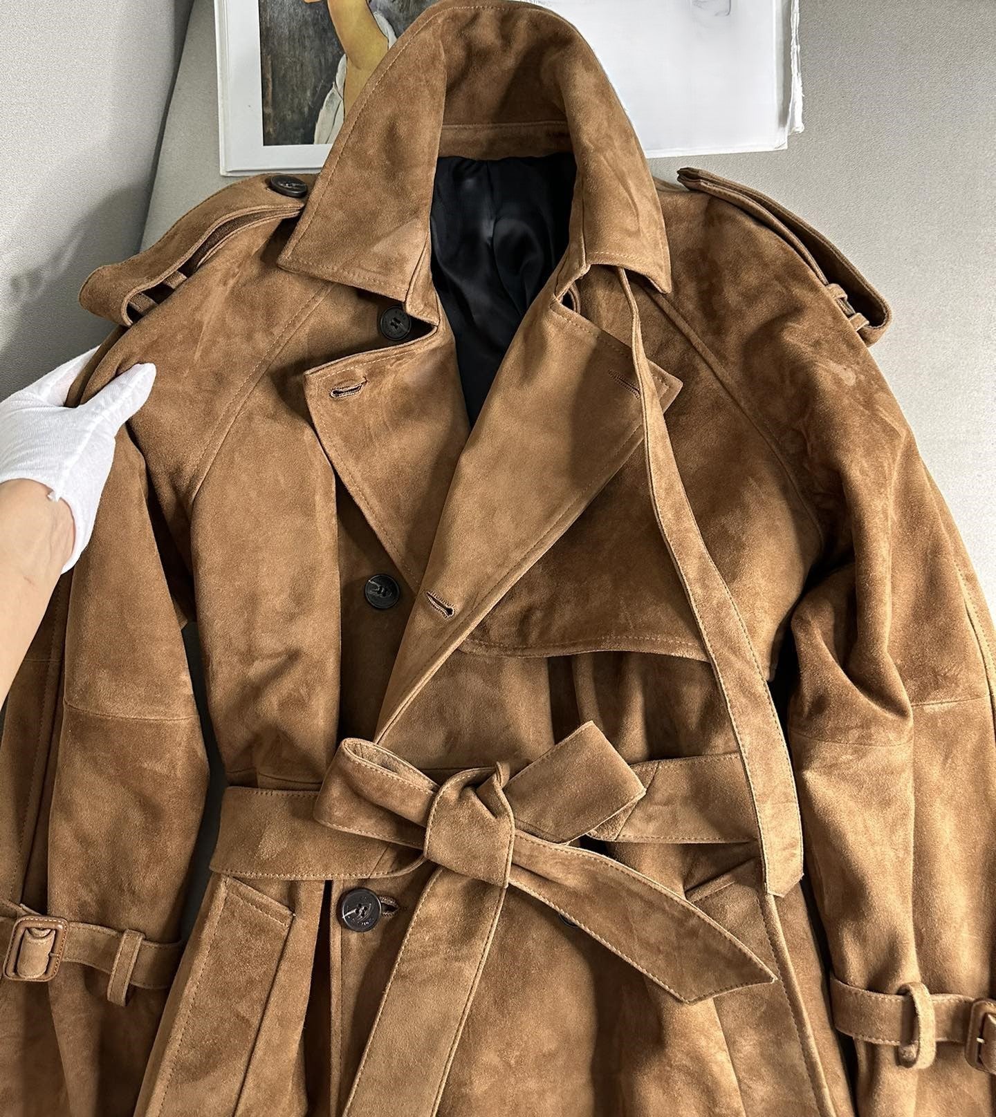 Goat suede coat