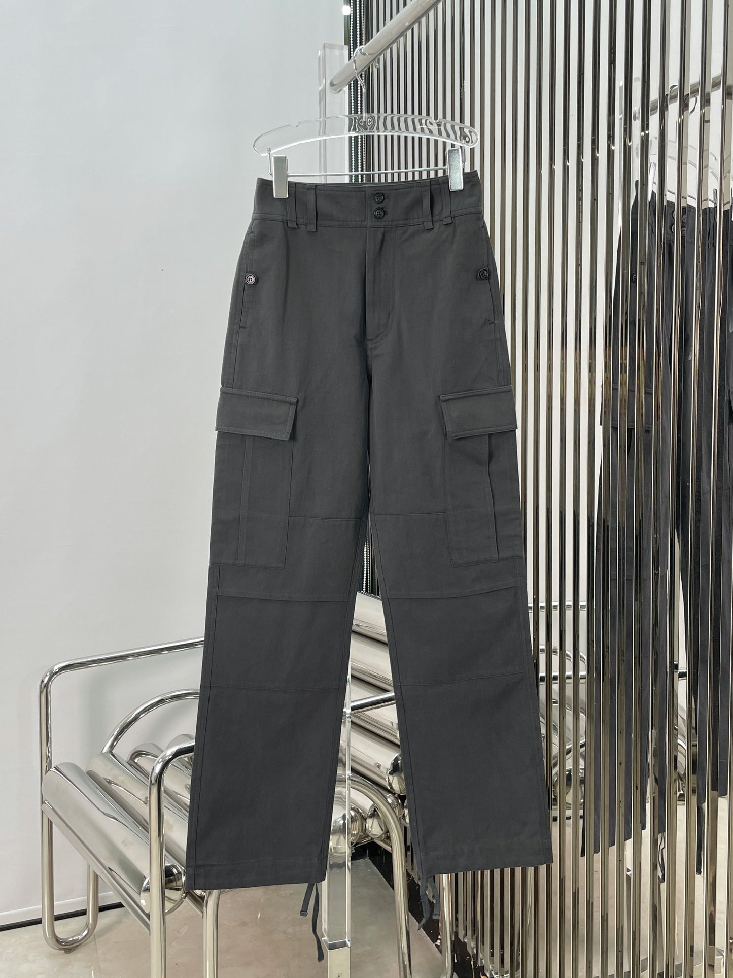 Grey Drawstring Overalls