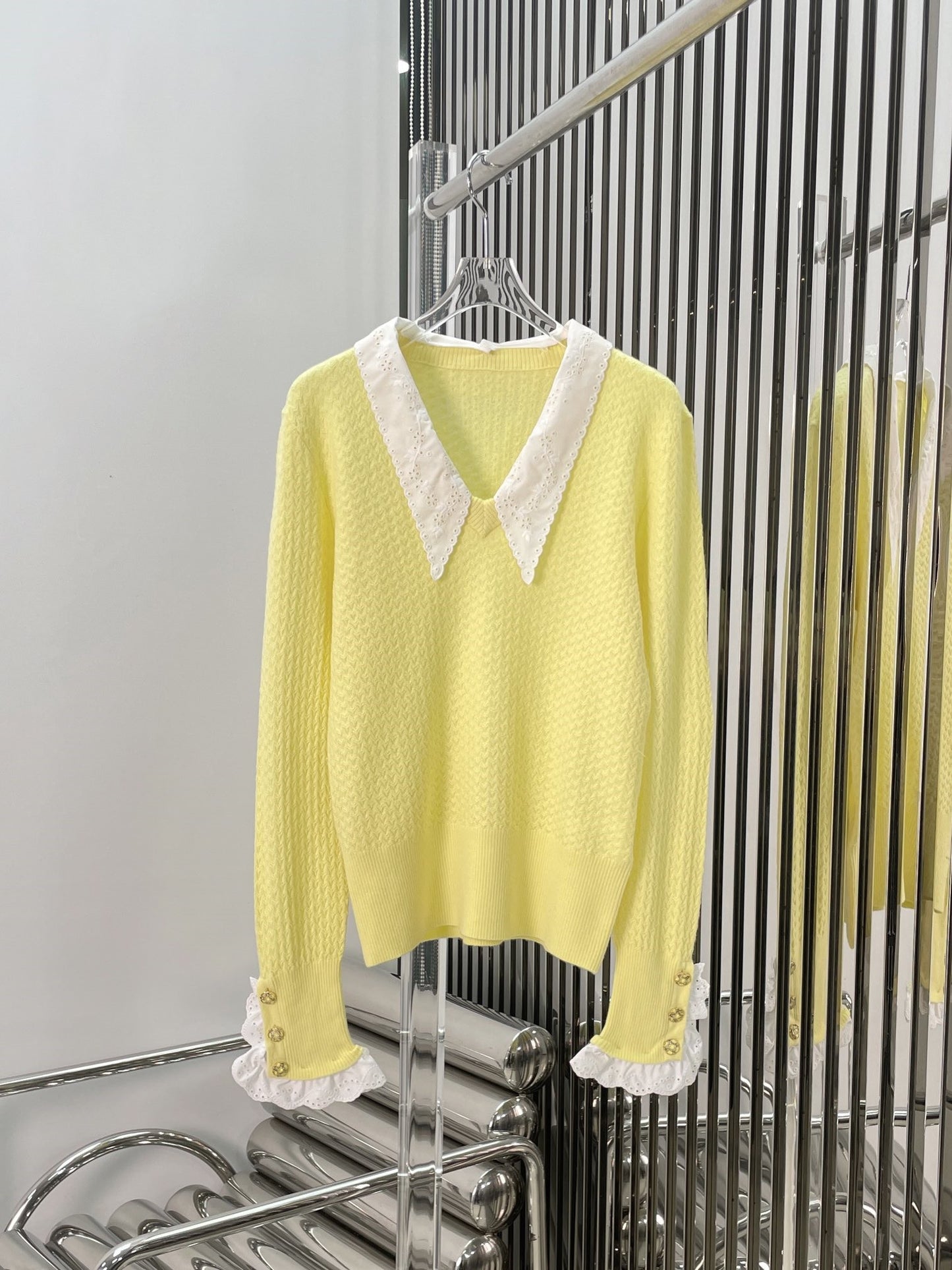 Cashmere lace knit top