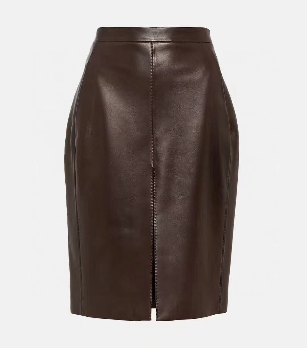 Lambskin skirt with slits