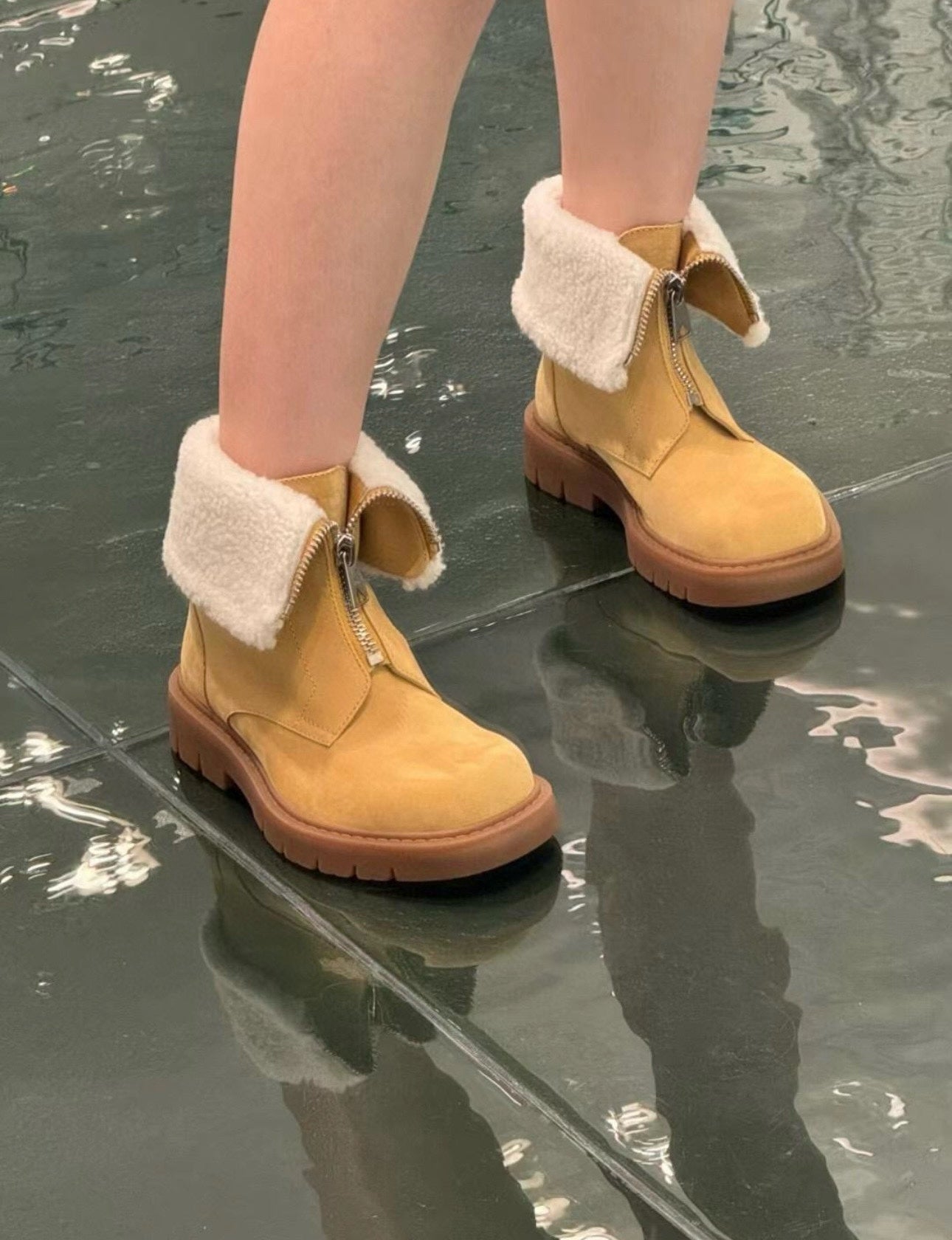 Wool and leather boots