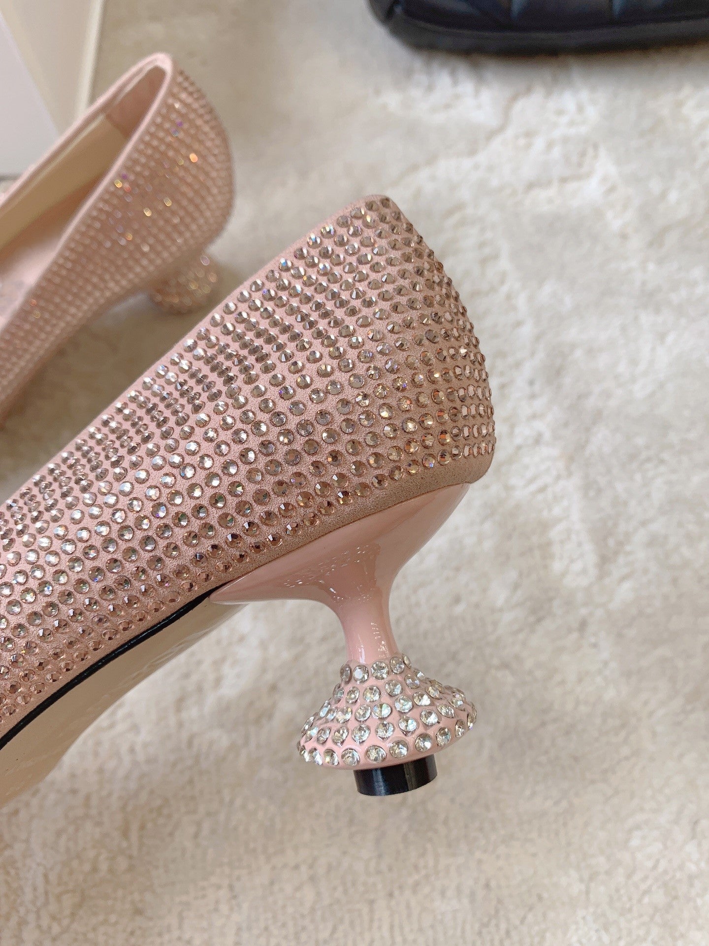 Suede rhinestone high heels