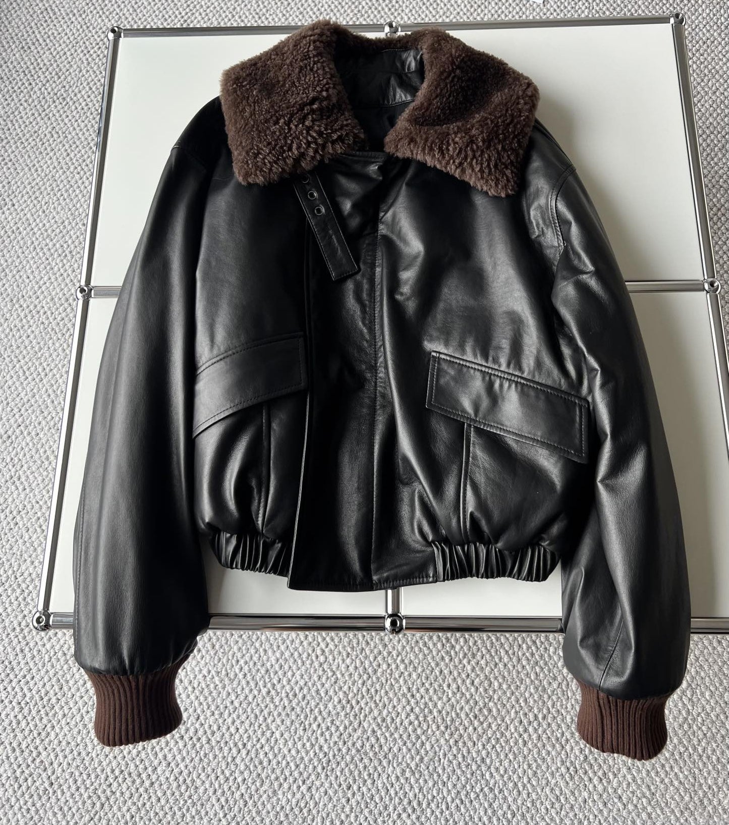 Cowhide quilted jacket