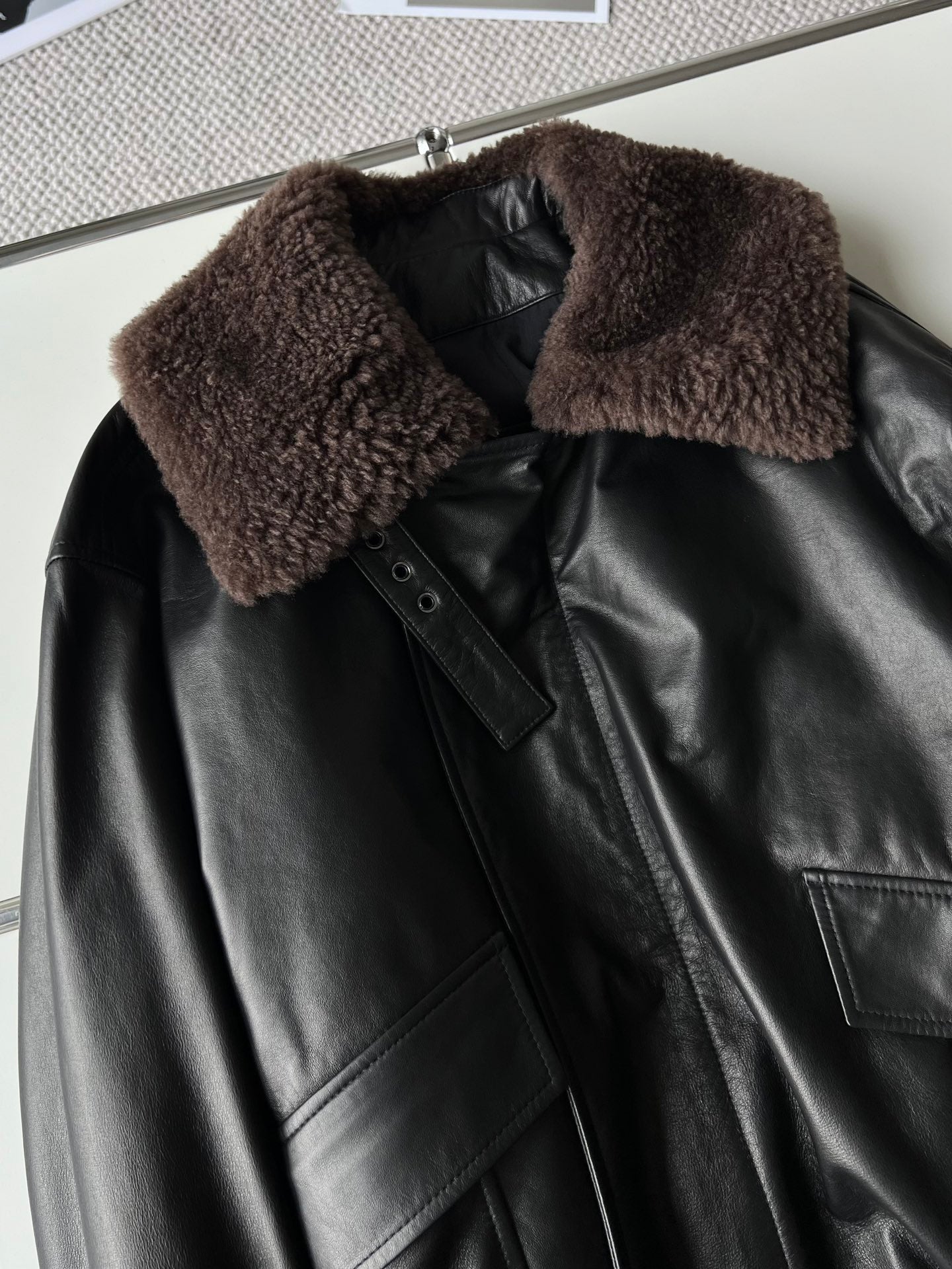 Cowhide quilted jacket