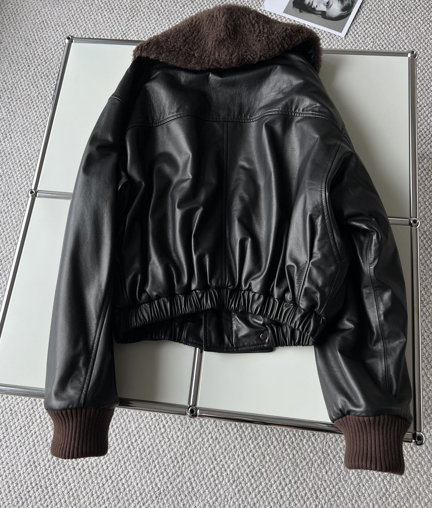 Cowhide quilted jacket