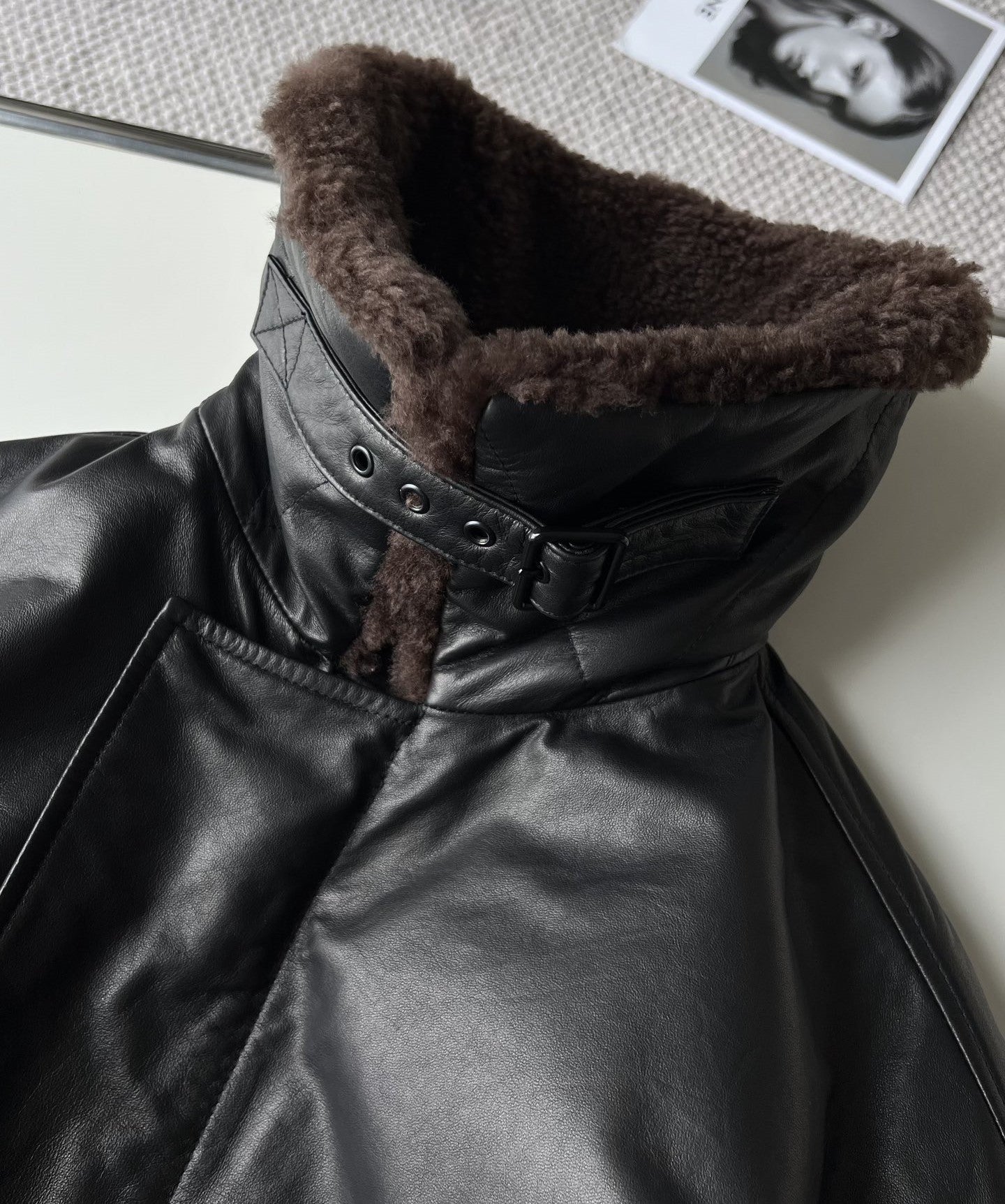 Cowhide quilted jacket