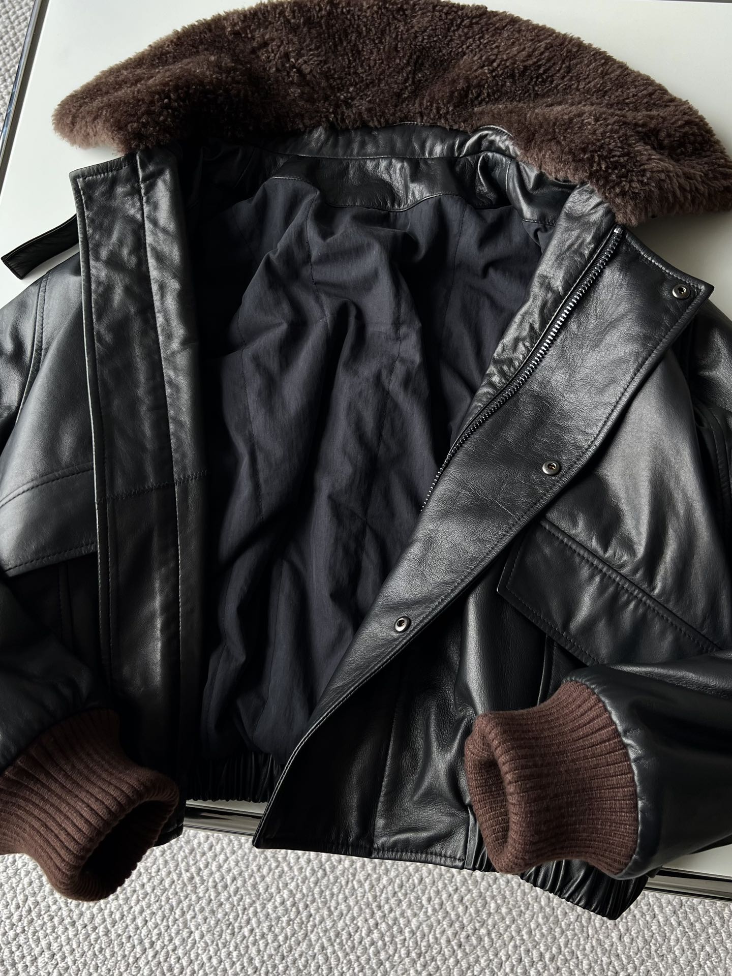 Cowhide quilted jacket