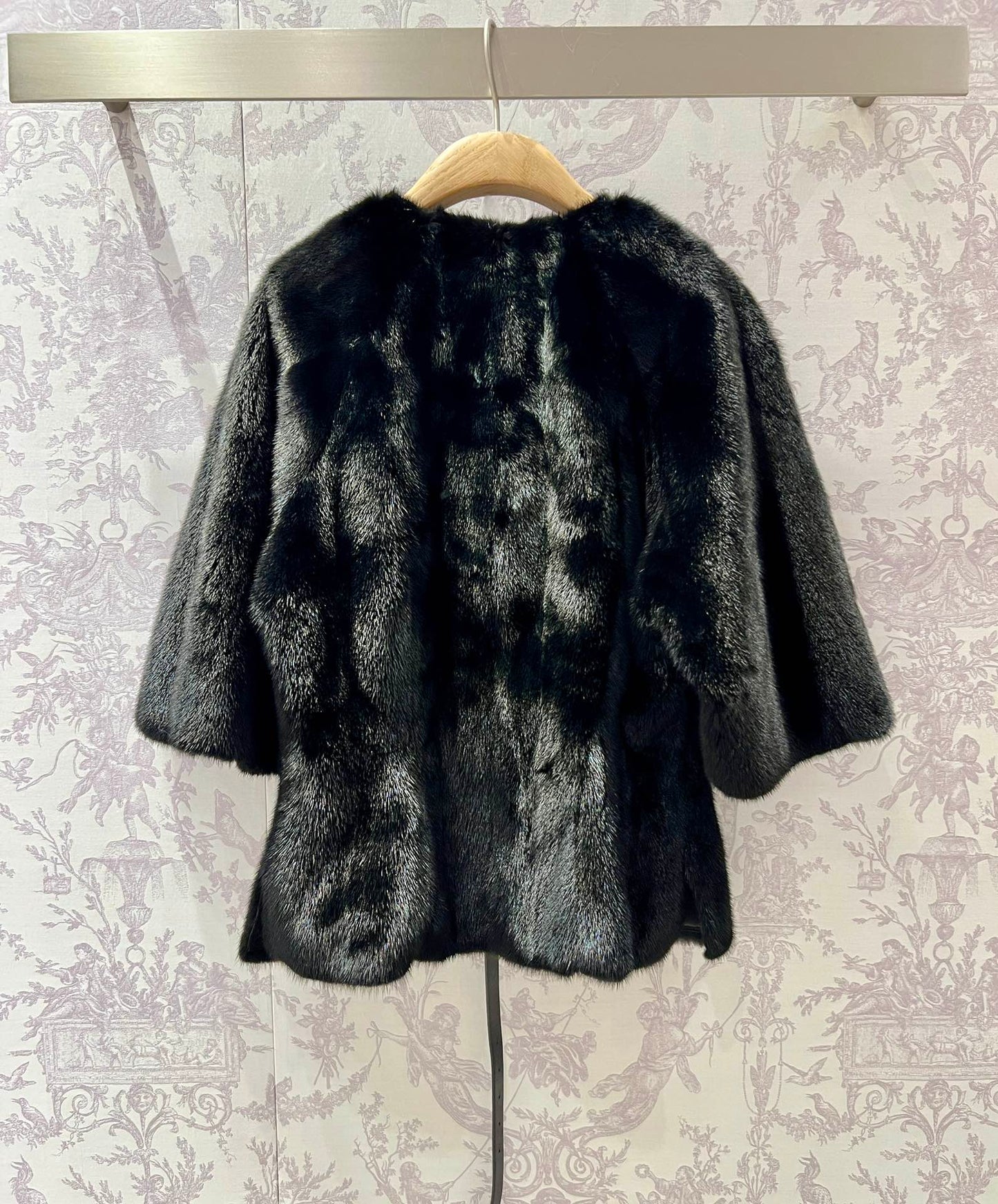 Black mink coat with belt