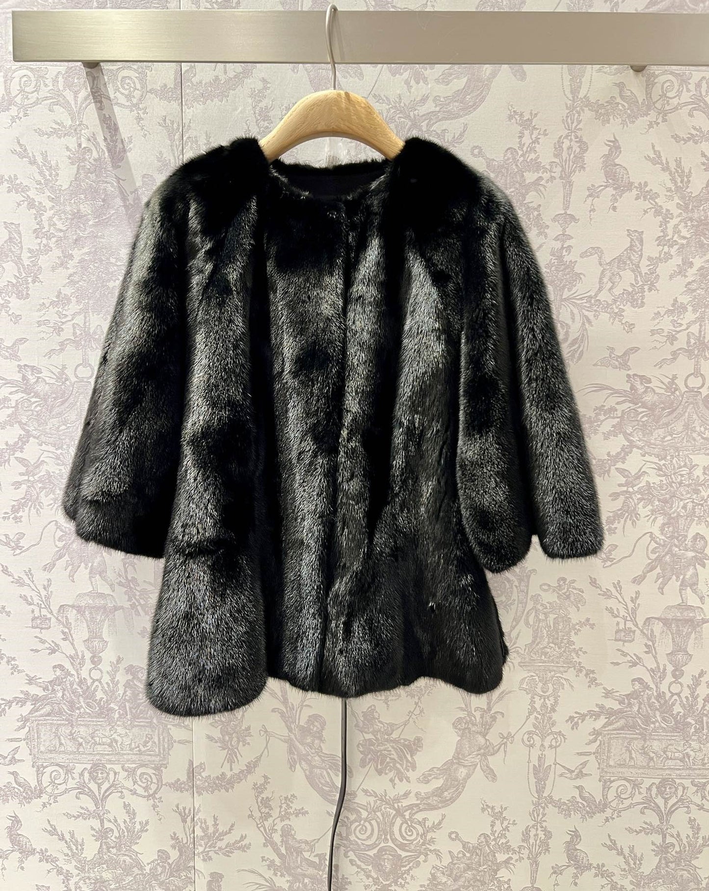 Black mink coat with belt