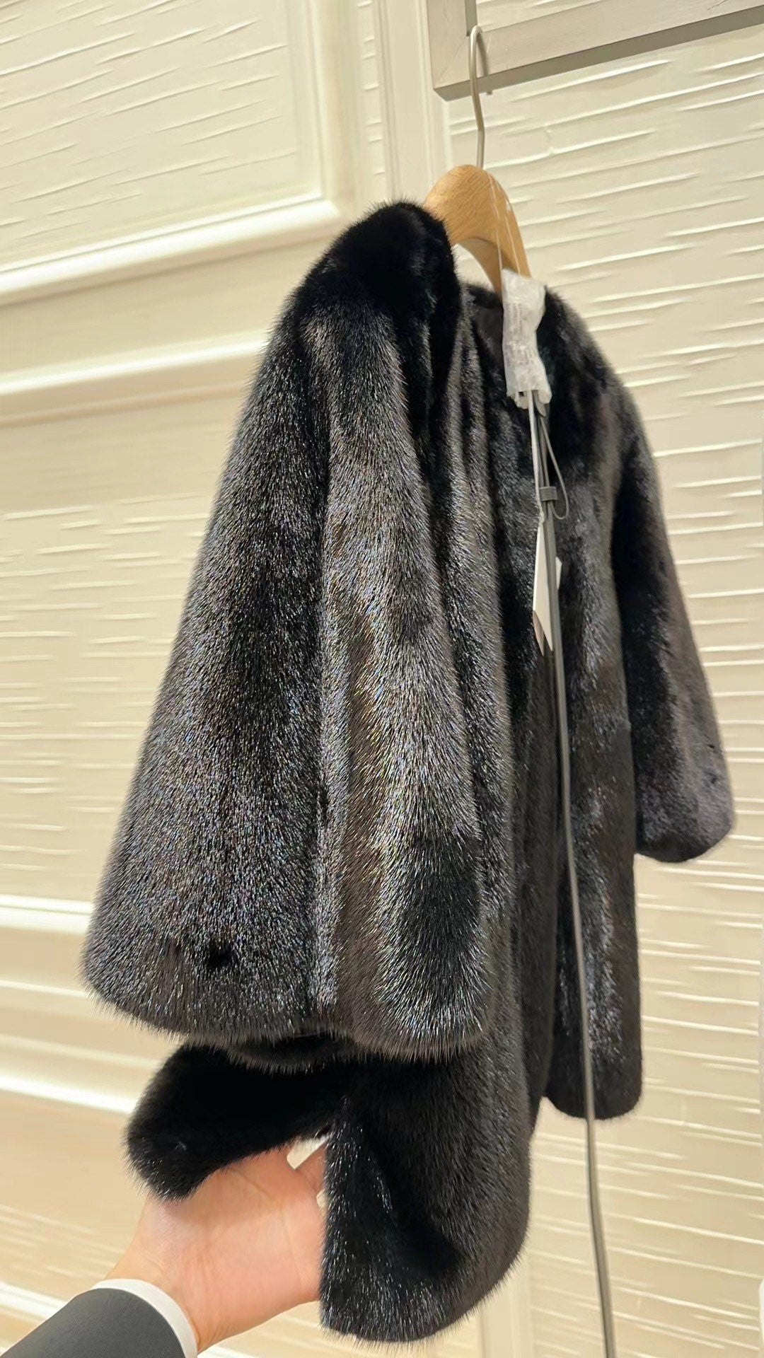 Black mink coat with belt