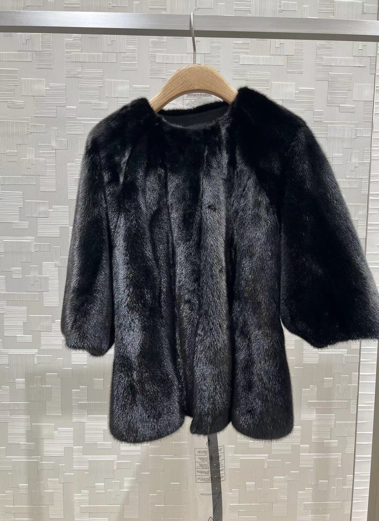 Black mink coat with belt