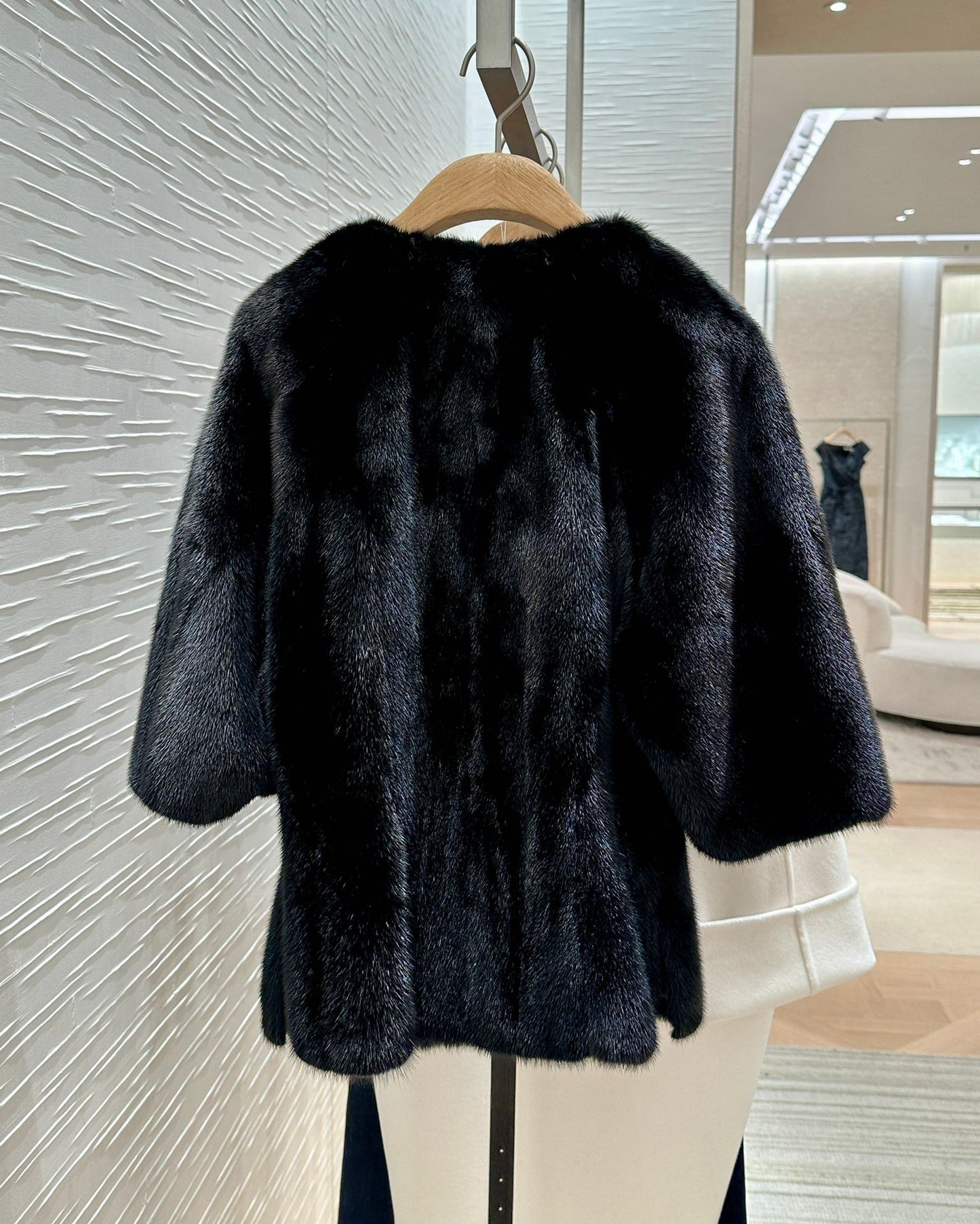 Black mink coat with belt