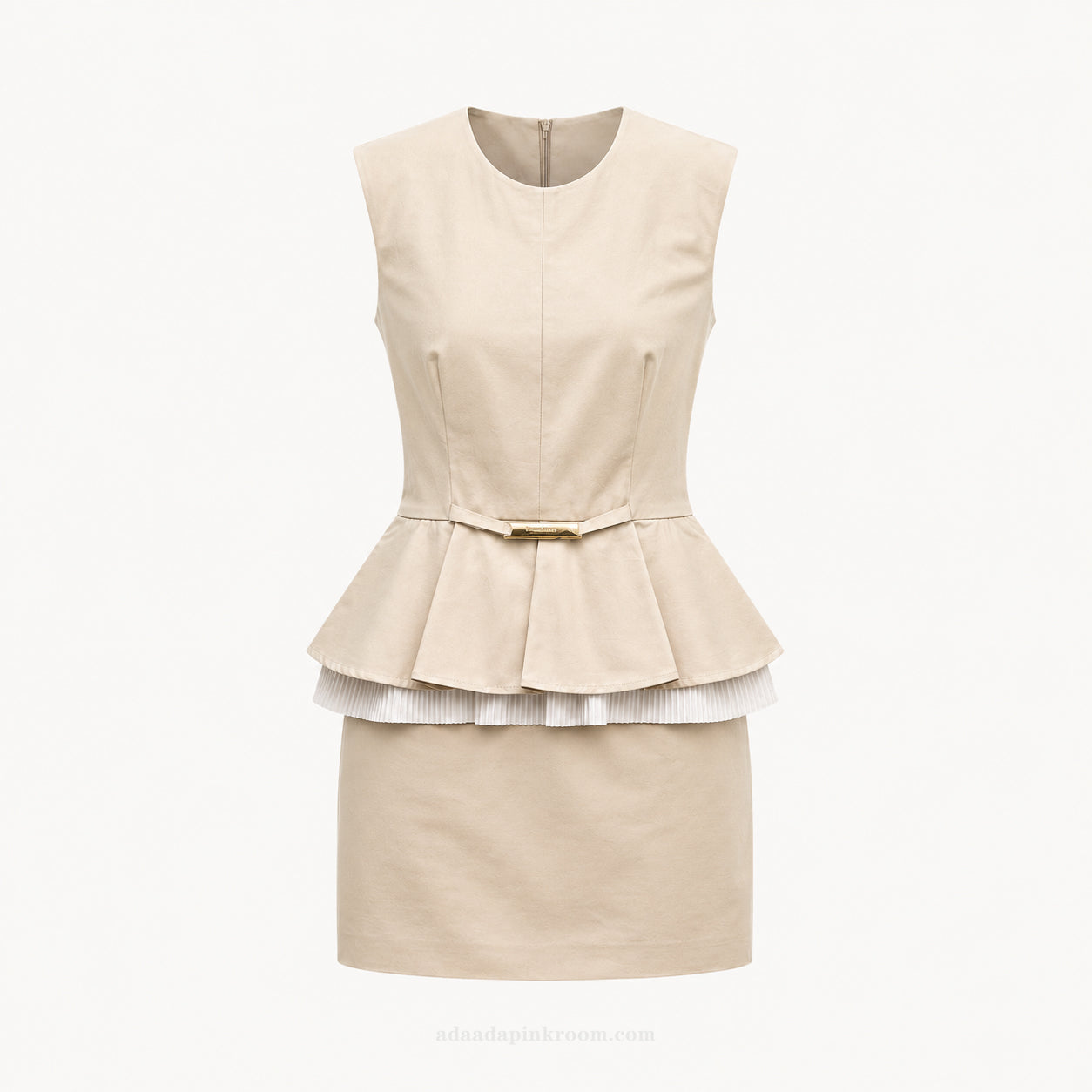 Pleated Peplum Mini Dress