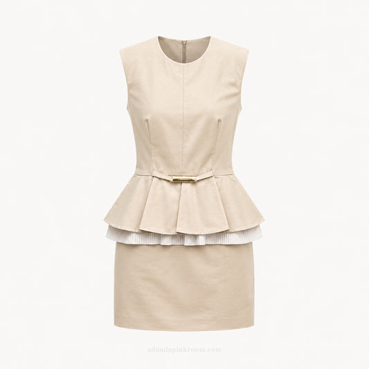 Pleated Peplum Mini Dress