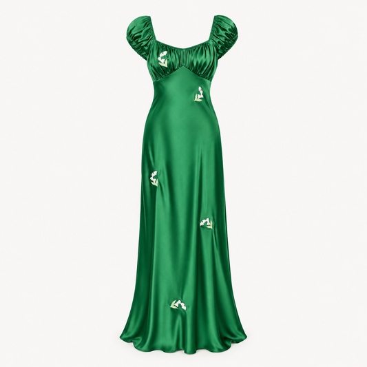 Lily Emerald Silk Maxi Dress