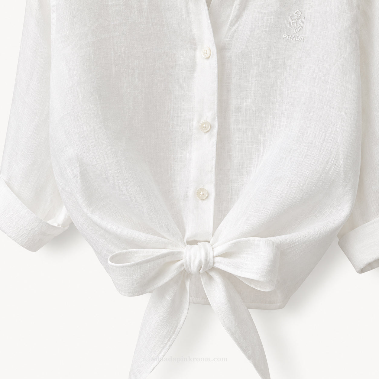 Tie-Front Textured Shirt