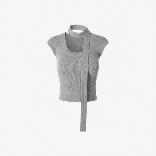 CUTOUT SCARF KNIT TOP