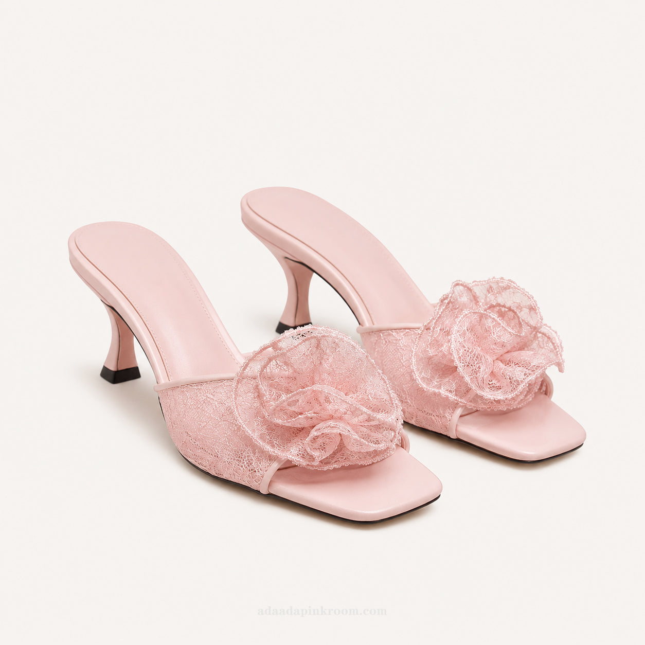 Lace Pointed Mule Heels