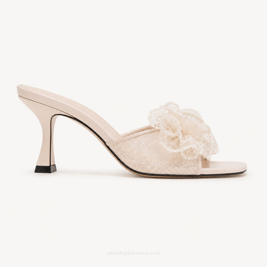 Lace Pointed Mule Heels