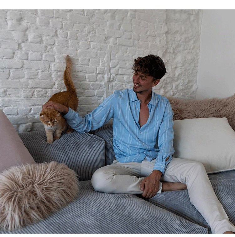 Corduroy fabric sofa living room small apartment Nordic modern minimalist creative module combination lazy down sofa