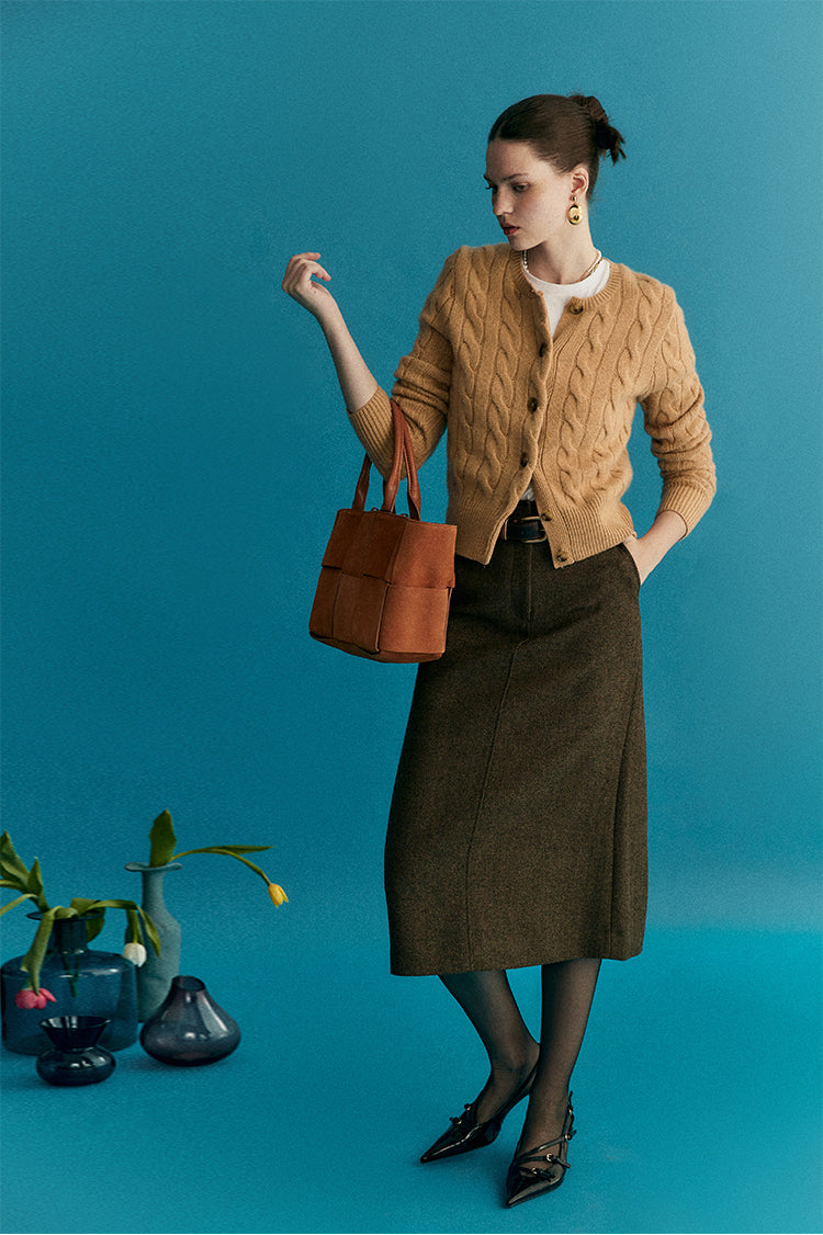 Vintage cable knit wool and cashmere