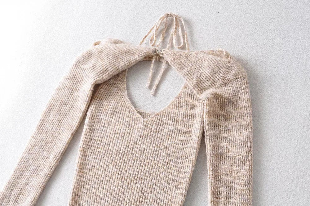 Two pieces of knitted slim fit hot girl sweater blouse vest