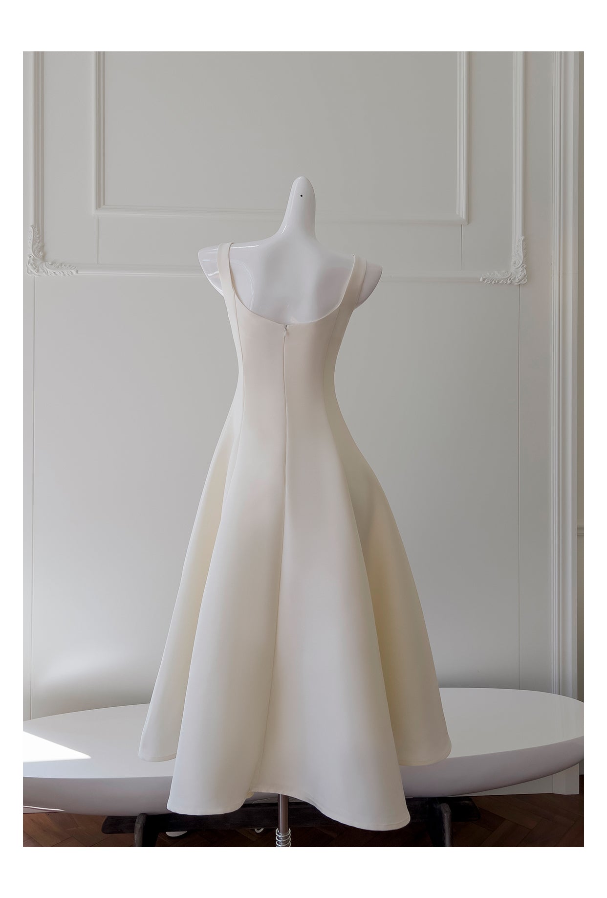 Off-white glossy satin slip dress