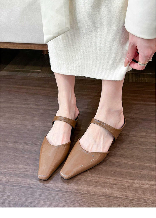 Small square toe flat half slippers