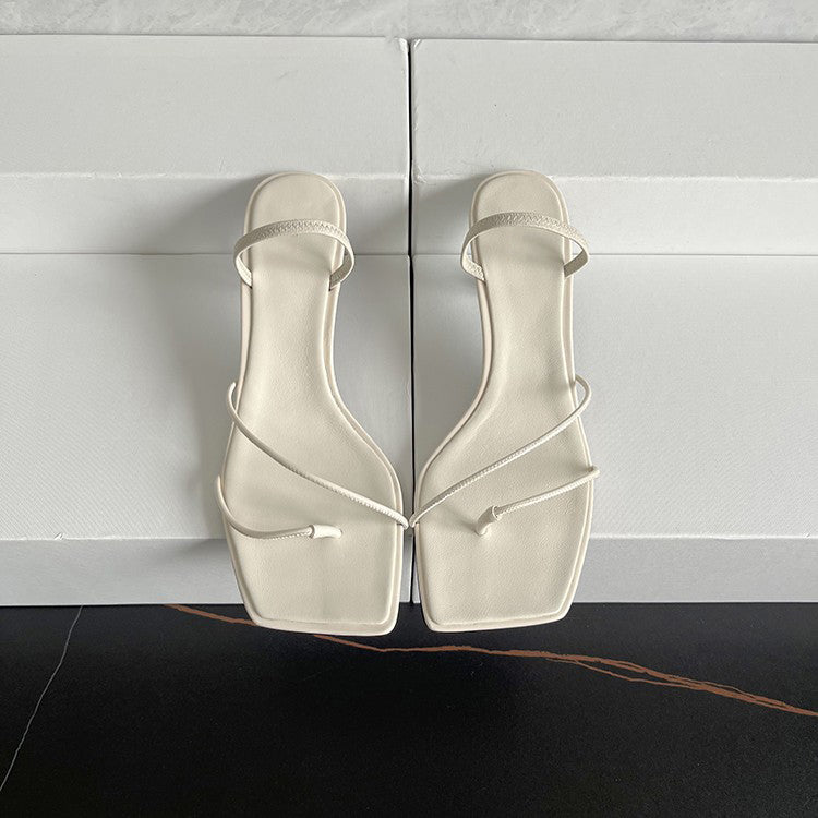 Square-toe thong sandals