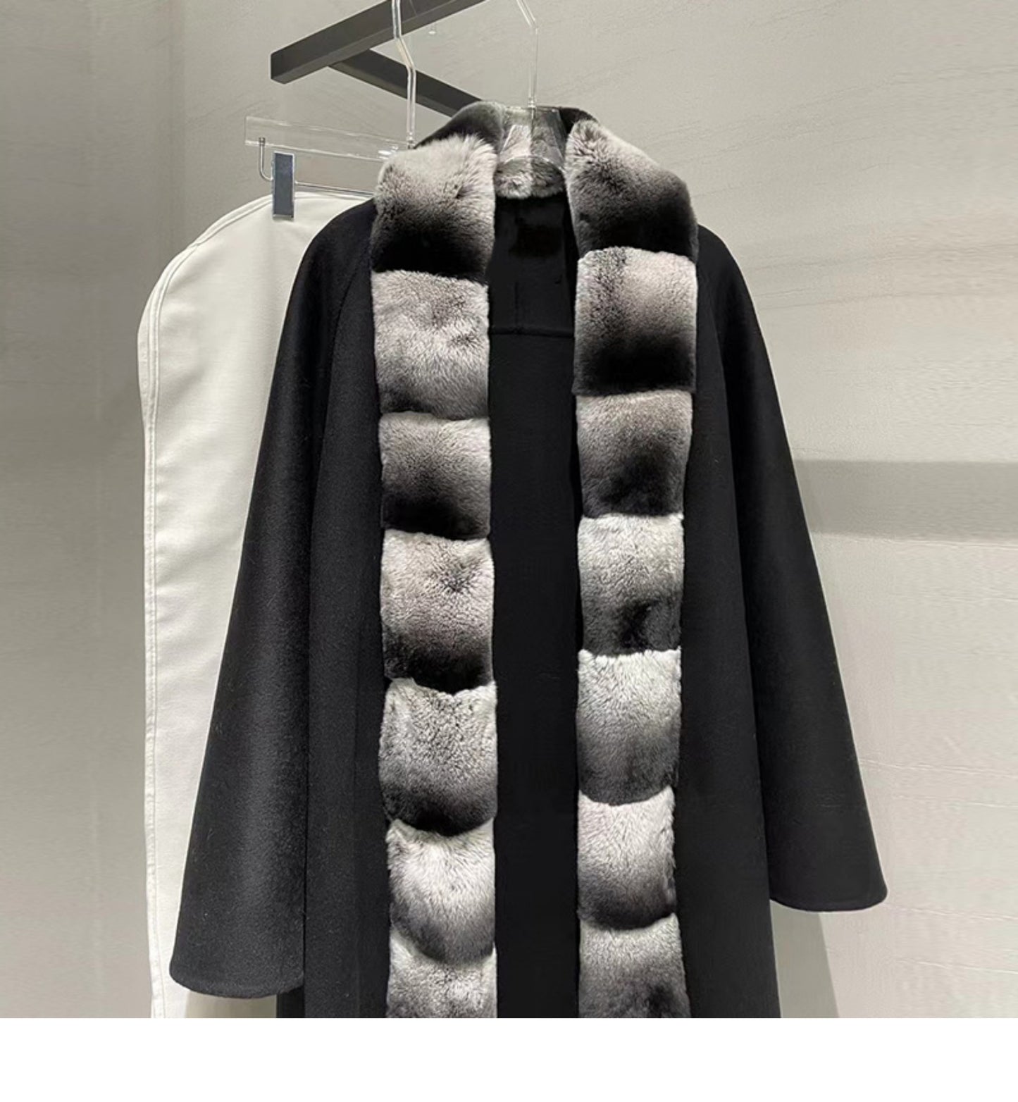 Rex rabbit fur placket wool fur coat