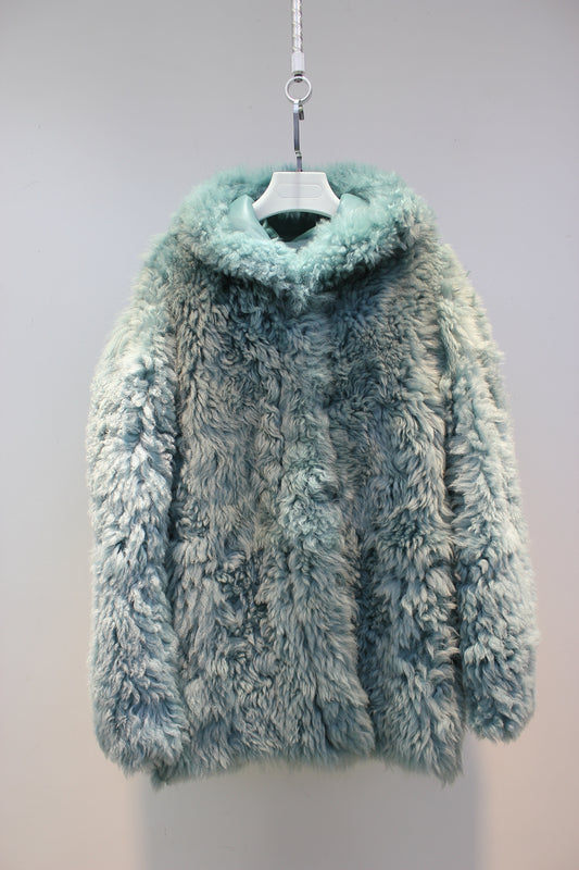 Tuscan sheepskin mid-length fur coat with one lapel