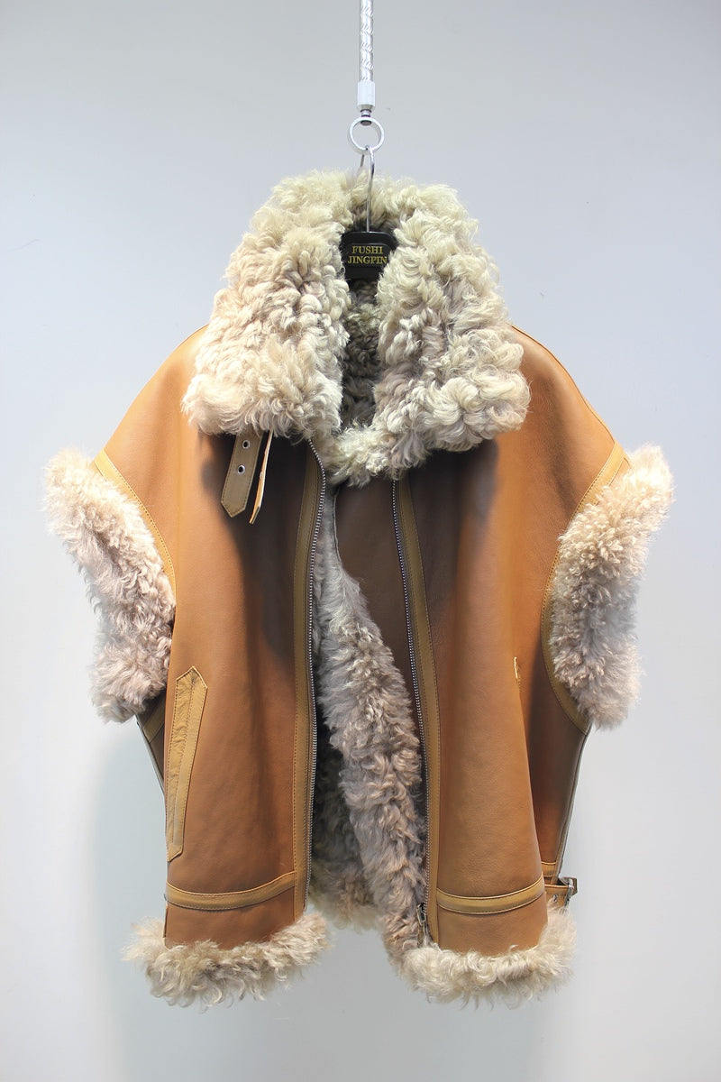 Lmported basa sheep fur all-in-one reversible fur vest jacket