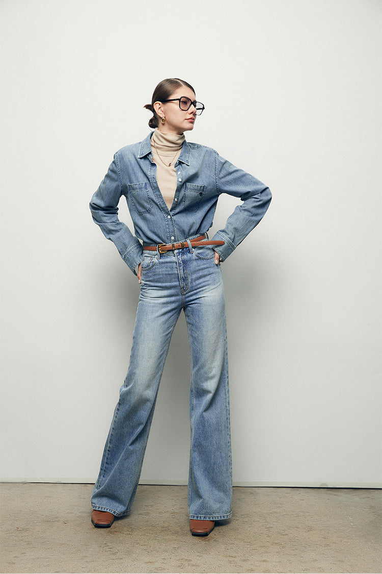 Lazy New Style "Nude" Soft Silo Slub Denim Shirt