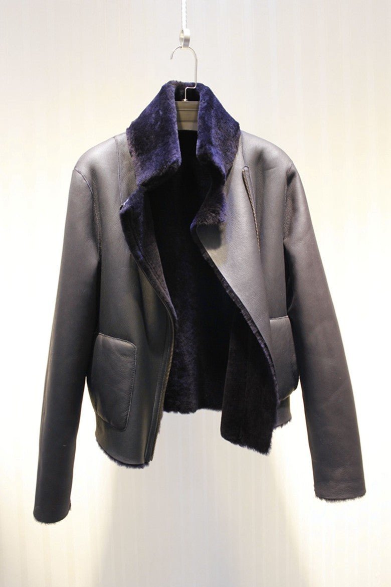 Merino sheep fur one-piece double-sided jacket imported from Spain