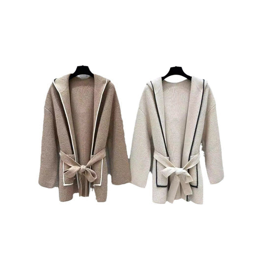 Hooded cashmere cardigan