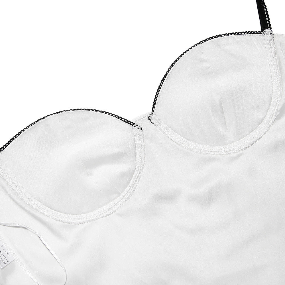 Hot girl fishbone waist satin corset underwear